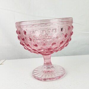 Vtg Style Bubble Dot Pink Glass Bowl
